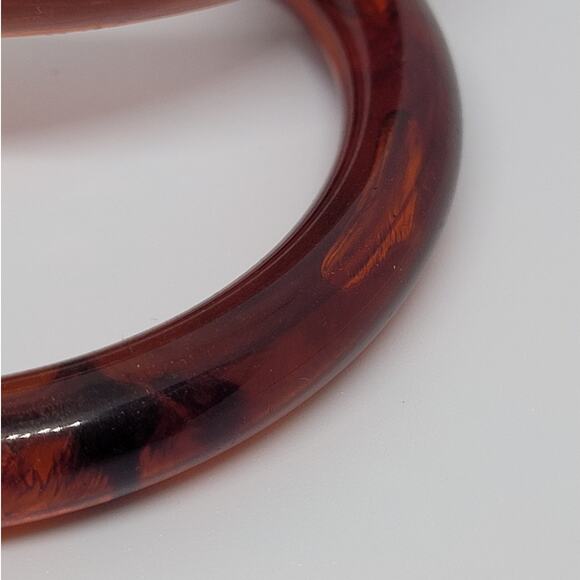 Vintage Brown Celluloid Bangle Bracelets Pair Retro Stackable Plastic Jewelry - Picture 7 of 9